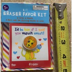 Lion Eraser Favor Kit - 12 Ct - Includes 1 Cards & 6 Erasers - Ideal For Kids 5+